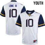 Youth West Virginia Mountaineers NCAA #10 Trey Lowe III White Authentic Nike Stitched College Football Jersey XV15E14CI